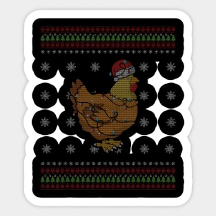 Farm Chicken Poultry Christmas Santa Ugly Christmas Sticker